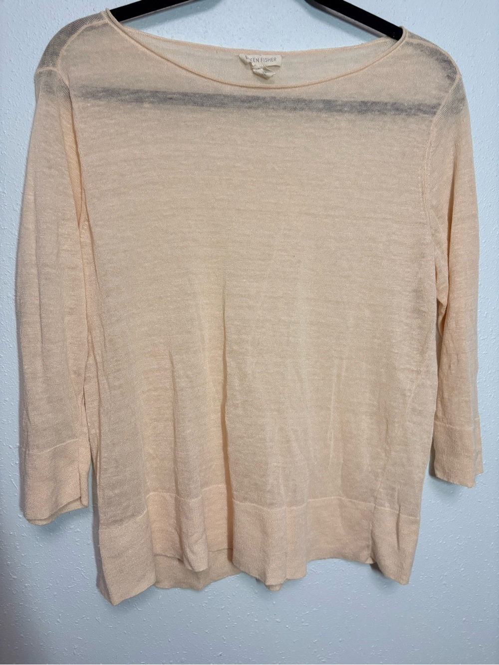 Eileen Fisher Lightweight Boatneck Knit in Pale Peach